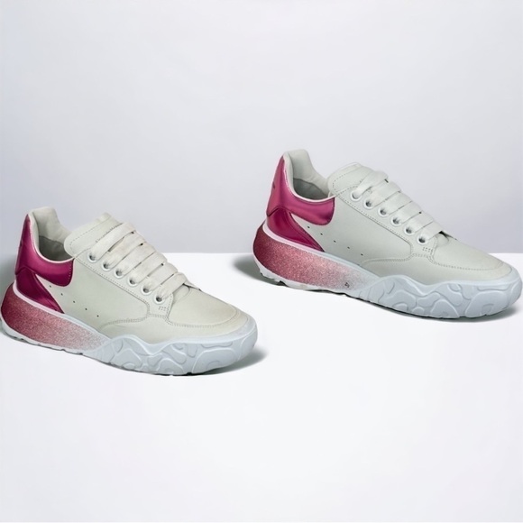 Alexander McQueen Metallic Court Ombre Barbie Pink Glitter Platform Sneakers - Picture 2 of 15